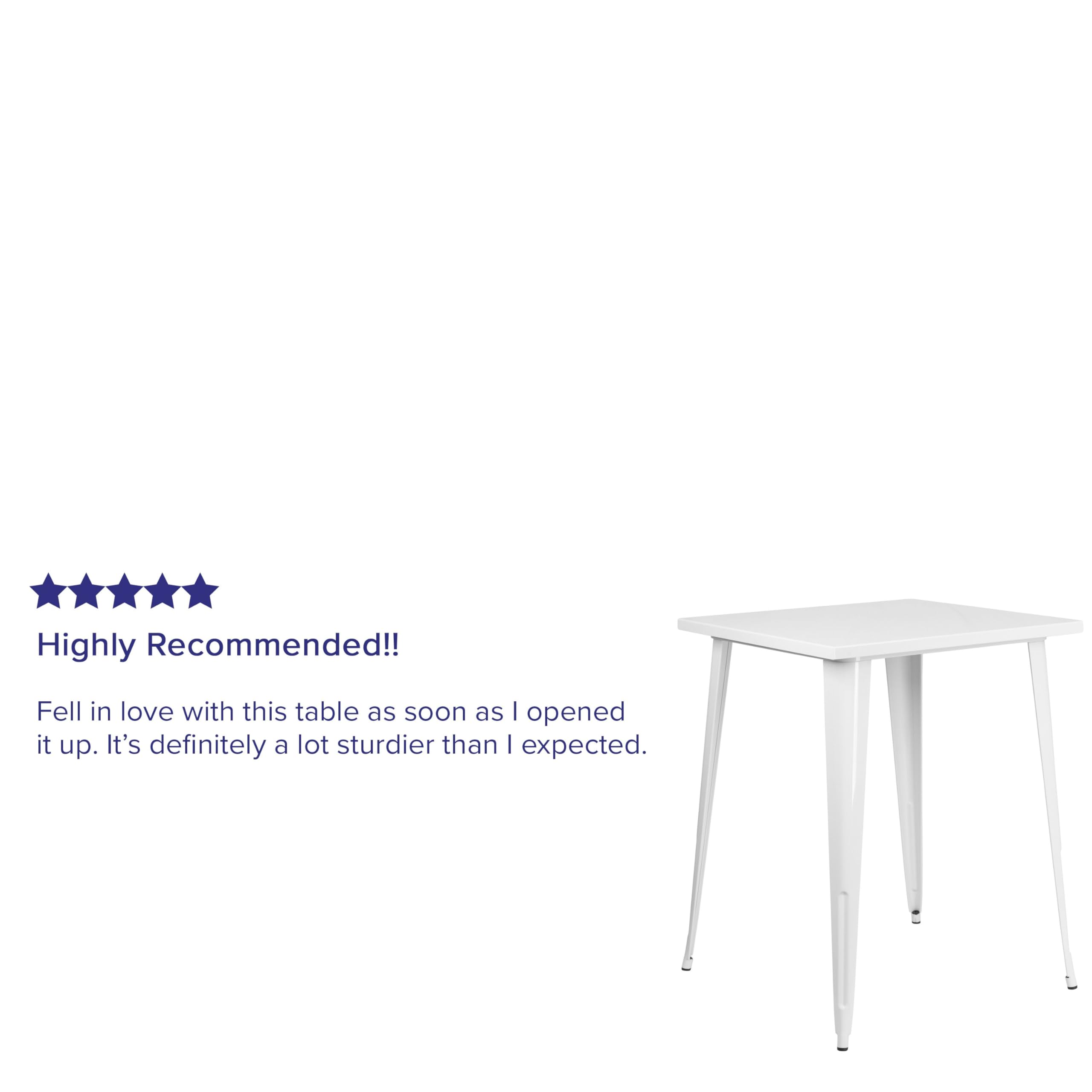 Flash Furniture Nolan Commercial Grade 31.5" Square White Metal Indoor-Outdoor Bar Height Table