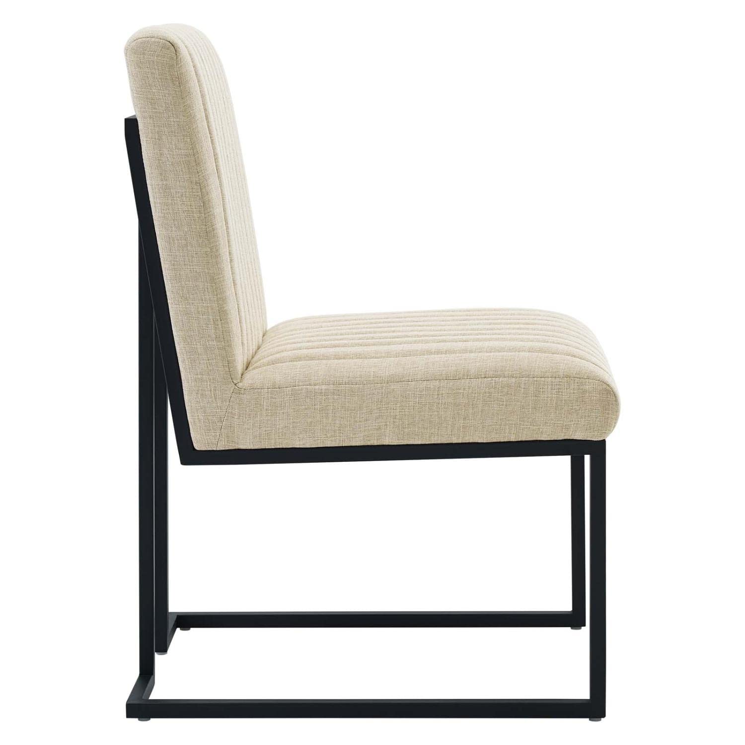 Modway Indulge Channel Tufted Fabric Dining Chair, Beige