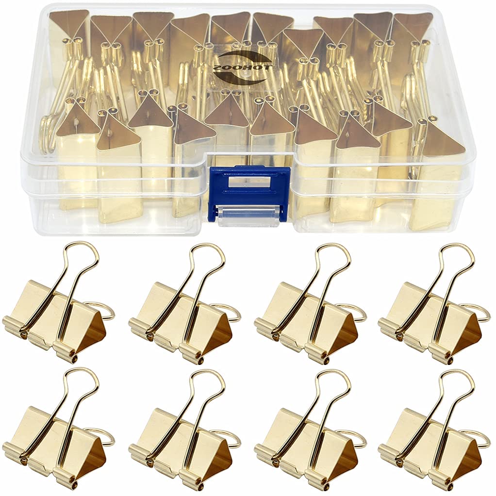 Gold Binder Clips 1.25 Inch, Paper Clip For Office School And Home Supplies, 20 Count