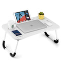 Fisyod Foldable Laptop Table, Portable Lap Desk Bed Table Tray, Laptop Stand With Cup Holder & Tablet Slot & Lifting Handle For