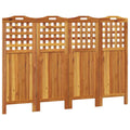 vidaXL Solid Wood Acacia 4-Panel Room Divider, Farmhouse Style, No Assembly Required, 63.8''x0.8''x45.3'', Foldable Design, Vers