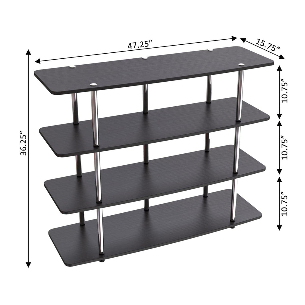 Convenience Concepts Designs2Go XL Highboy 4 Tier TV Stand Home_Furniture_and_Decor, 47.25"L x 15.75"W x 36.25"H, Black