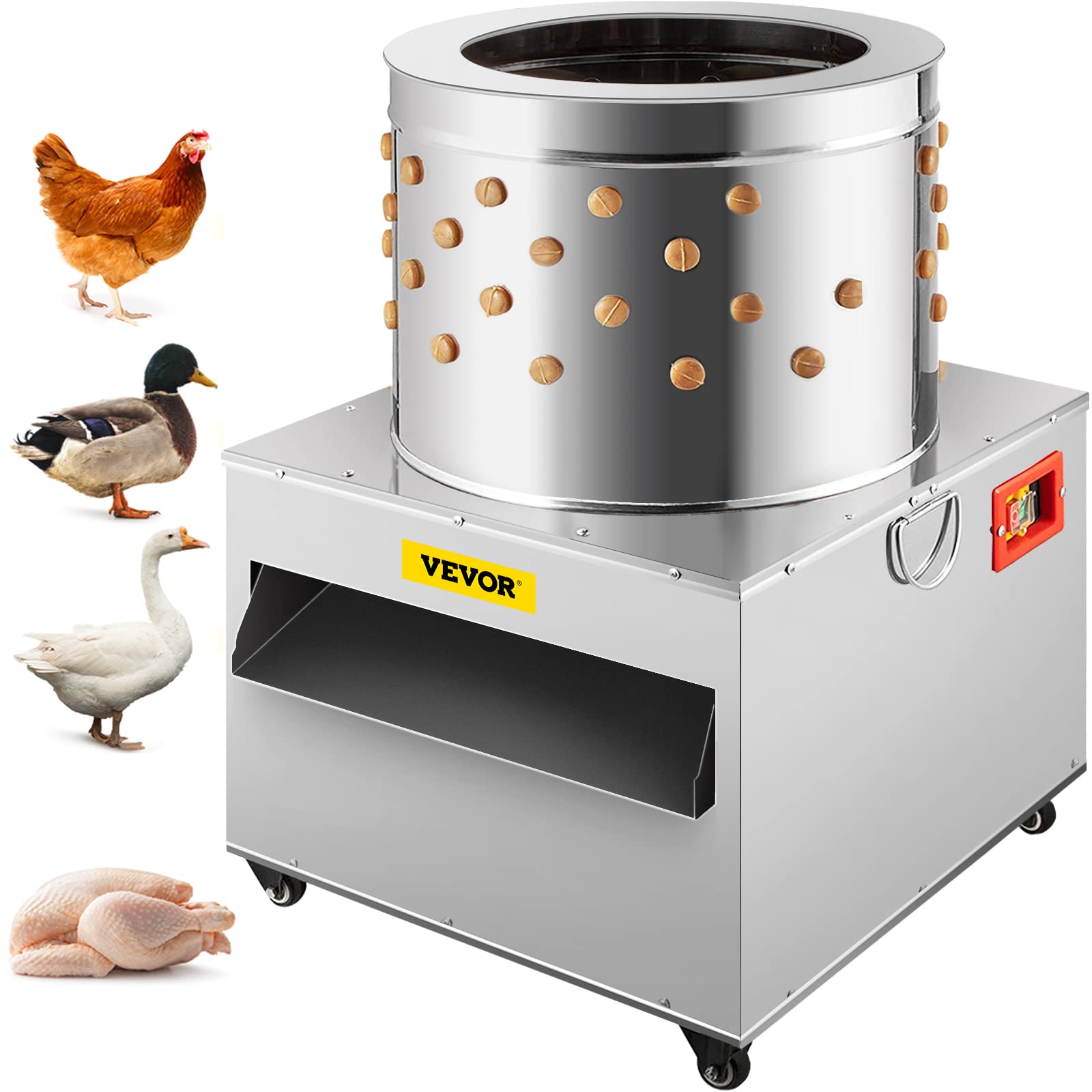Vevor Chicken Plucker, 20Inch Barrel Diameter 1500W 275R/Min De-Feather Remover Poultry Machine,Heavy Duty Feather Plucking Mach