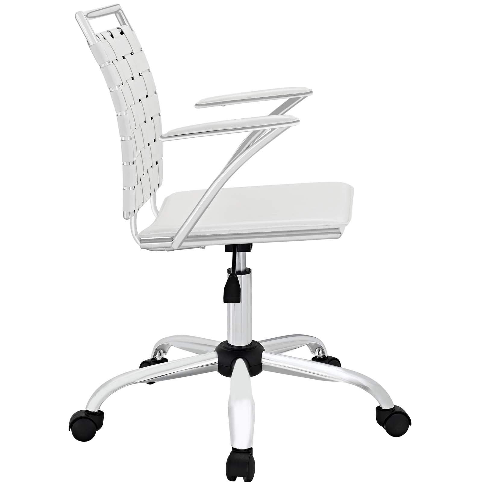 Modway Fuse Webbed Back Faux Leather Adjustable Office Chair in White