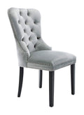 Better Home Products Carell Furniture Velvet Upholstered Tufted Dining Chair Set in Gray
