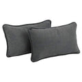 Blazing Needles Corded Solid Microsuede Rectangular Throw Pillows with Inserts (Set of 2), 20" by 12", Steel Grey