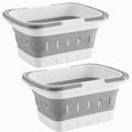 ANNIYA Foldable Plastic Shower Caddy Basket 2 Pcs, Portable and Durable Toiletries Caddy with Handles Ideal for Dorm, Bathroom, 