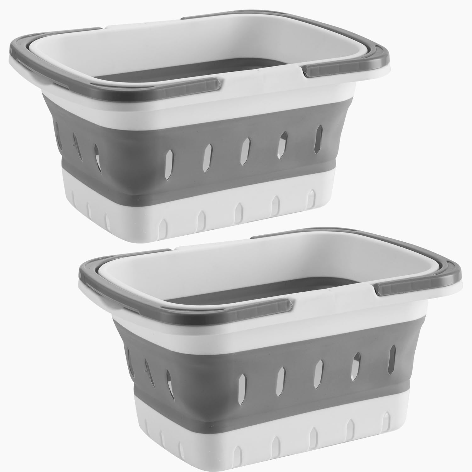 ANNIYA Foldable Plastic Shower Caddy Basket 2 Pcs, Portable and Durable Toiletries Caddy with Handles Ideal for Dorm, Bathroom, 