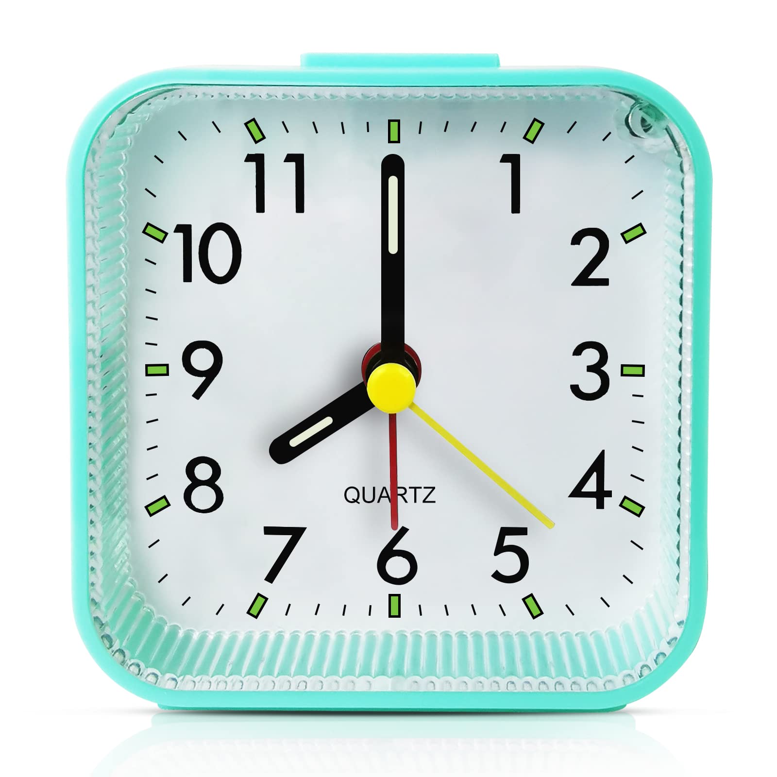 Lamisola Small Battery Operated Analog Alarm Clock, Travel Clock,Quieter Bedside Clocks for Bedrooms Bathroom Shelf Desk,Green