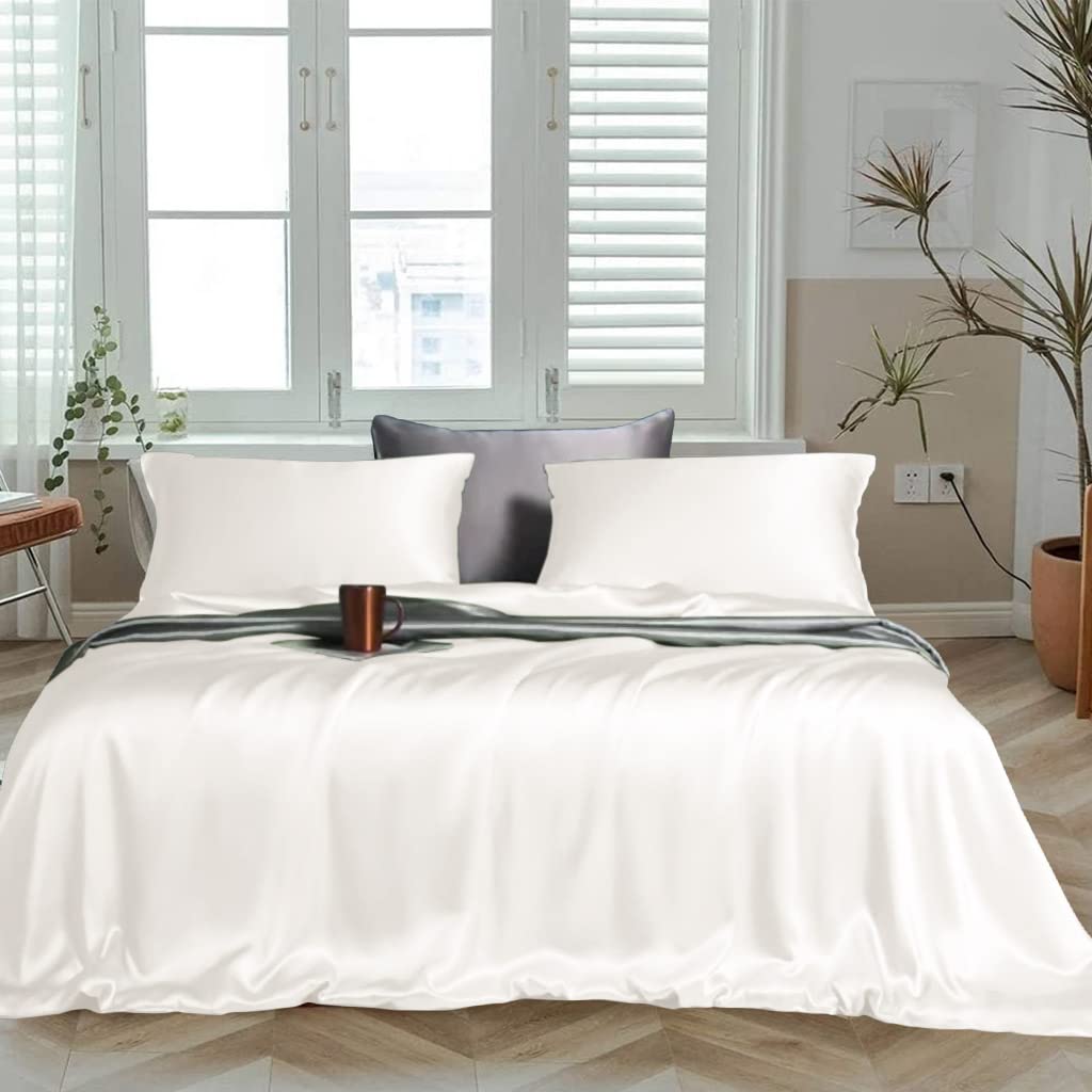 Linenwalas King Size Sheets Set, Rayon Derived From Bamboo 4 Piece Bed Sheet Set, Cooling Silky Sheets, Soft, Moisture Wicking,
