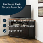 Martin Svensson Home Rustic Corner Tv Stand, Antique Black And Honey Tobacco