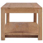 vidaXL Rustic Solid Wood Teak Coffee Table - Rectangular Brown Wooden Farmhouse Table with Shelf for Living Room, Lounge or Office