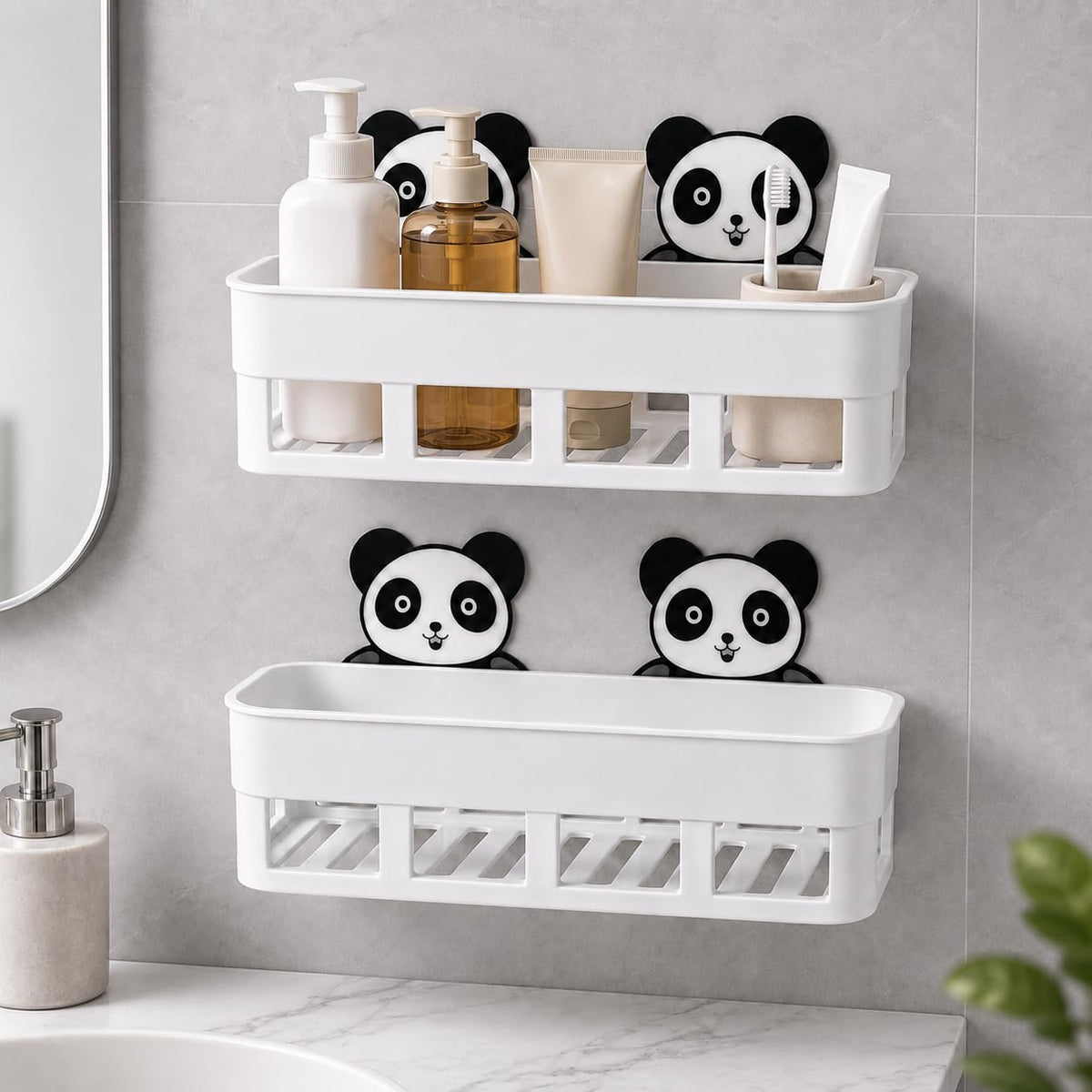 MRIDVIKA Bathroom Shelf Without Drill | Adhesive Bathroom Organizer Wall Shelf Pack of 2
