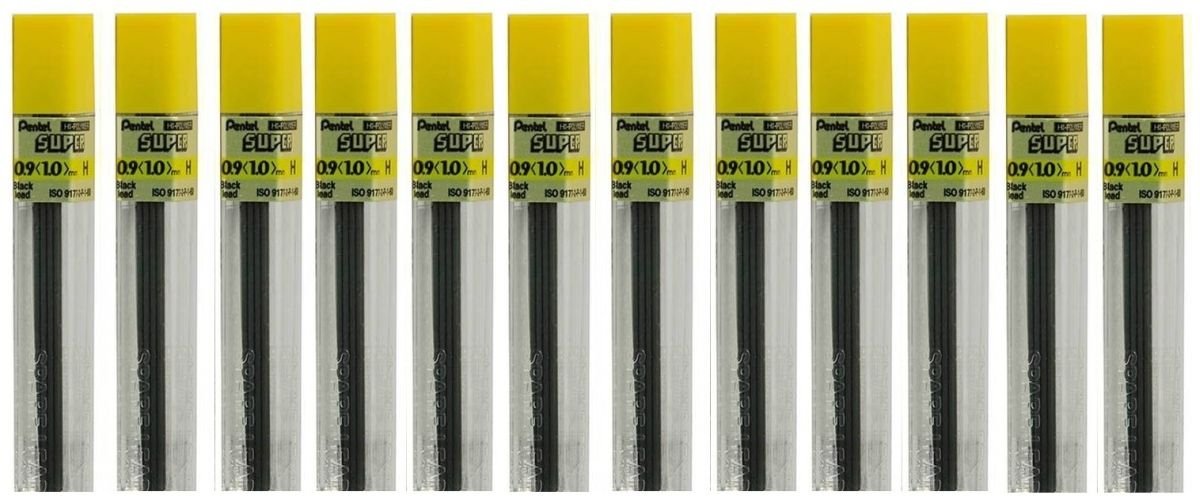 Pentel Super Hi-Polymer Lead Refill, 0.9Mm Thick, H, 180 Pieces Of Lead (50-9-H)