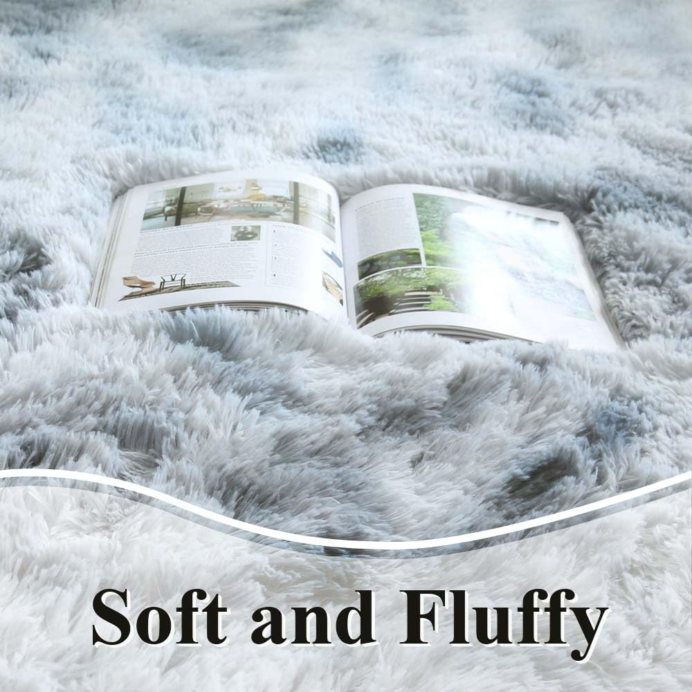 Kchowua 5X8 Rug For Living Room Fluffy Rugs Light Grey Rug For Bedroom Plush Machine Washable Area Rugs For Kids Baby Room Nurse