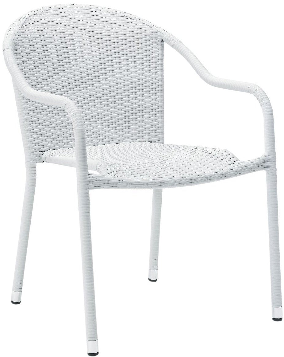 Crosley Furniture Palm Harbor 2-Piece Stackable Outdoor Chair Set, Wicker Patio Chairs for Dining, Porch, White