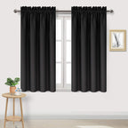 Dwcn Blackout Curtains Room Darkening Thermal Insulated Bedroom Curtains Window Treatments, 42 X 45 Inches Long, Set Of 2 Black
