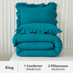 Andency Turquoise King Comforter Set(104X90Inch), 3 Pieces(1 Ruffle Comforter And 2 Pillowcases) Lightweight And Fluffy Bedding Comforter Set, All Season Soft Microfiber Shabby Chic Bedding Set