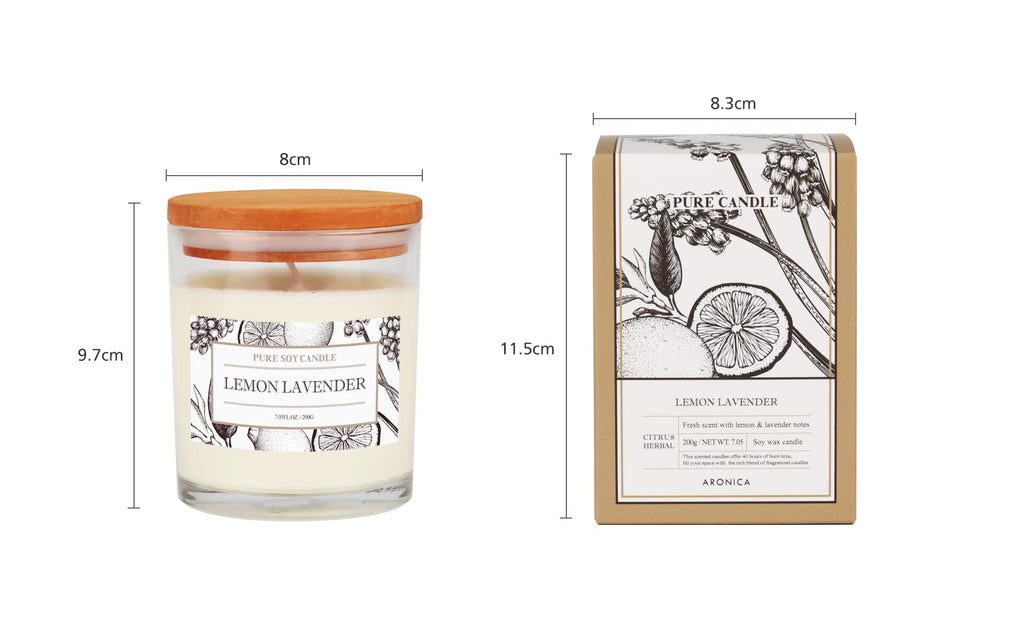 Aronica Non Toxic Soy Candles Organic For Home, Lavender Lemon Essential Oil Candle, All Natural Best Friend Gift, Luxury Home S
