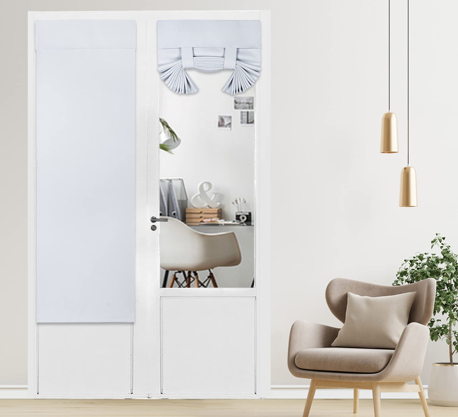 PI Blackout Door Panel Curtain, 1 Panel, W26XL68, White, Thermal Insulated, for French Door/Sliding Door/Patio Door, Includes Ti