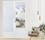 Pi Blackout French Door Curtain,Privacy Thermal Insulated Door Window Curtain For Glass Door/Front Door/Sliding Door/Patio Door 1 Panel (W30Xl68,Grey White)
