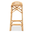 Baxton Studio Elgon Natural Rattan Stool, Counter Height