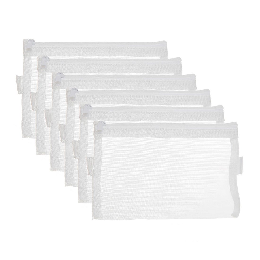 Hyfan Zipper Files Bag Breathable Transparent Mesh Documents Pocket Pouch Storage For Office School Supplies (White, A6 Size, Pa