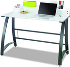 Safco Products 1938TG Xpressions 47" Computer Glass Top Workstation (Optional Keyboard Tray 1940BL Sold Separately), Tempered Glass/Black Frame