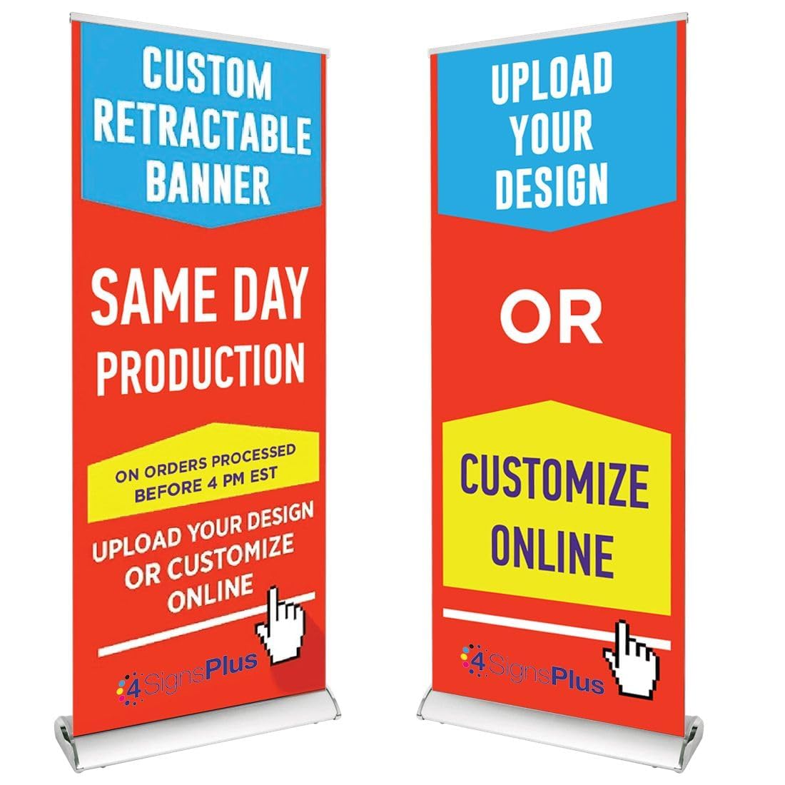 4Signsplus Deluxe Retractable Banner - Customizable Full Color Design Roll Up Banner With Carry On Case (Customizable, 33' X 81