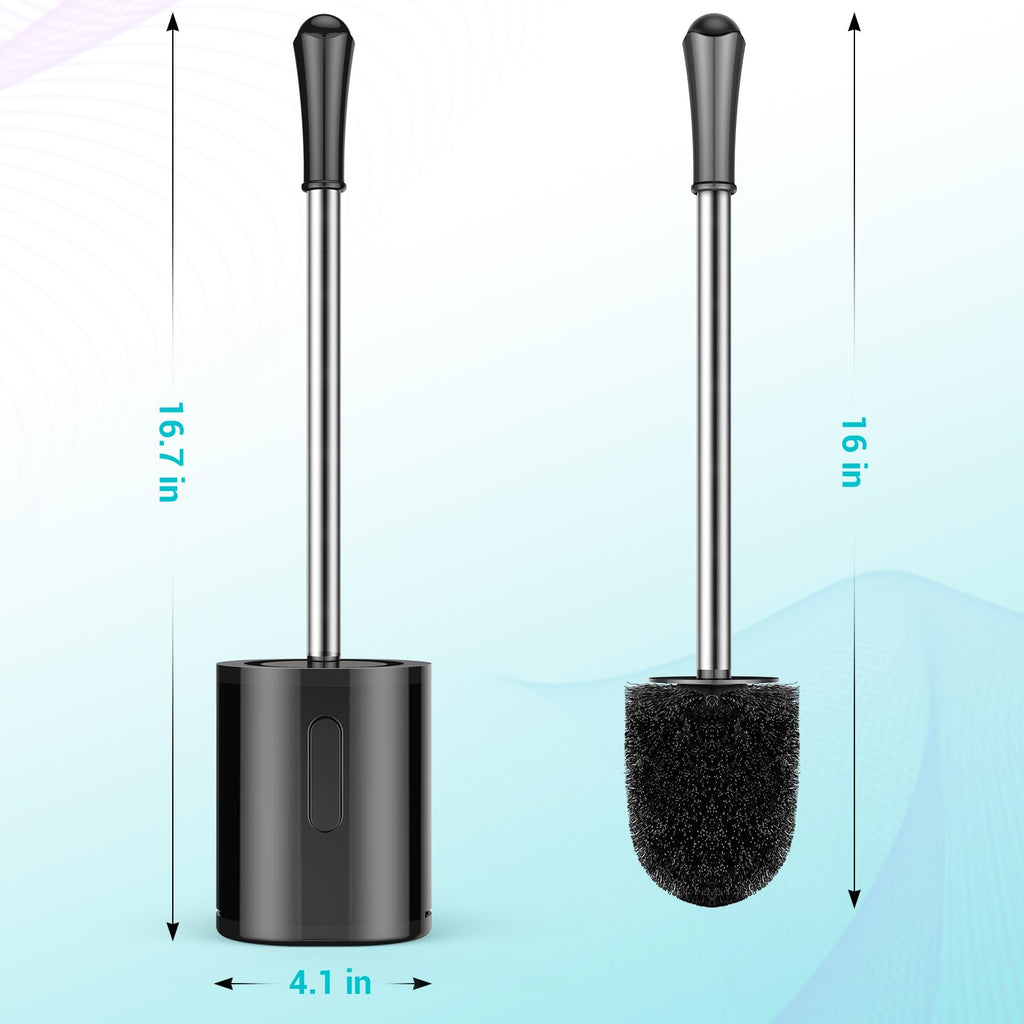 Toilet Brush, Compact Size Toilet Bowl Brush With Stainless Steel Handle, Small Size Plastic Holder Easy To Hide, Space Saving F