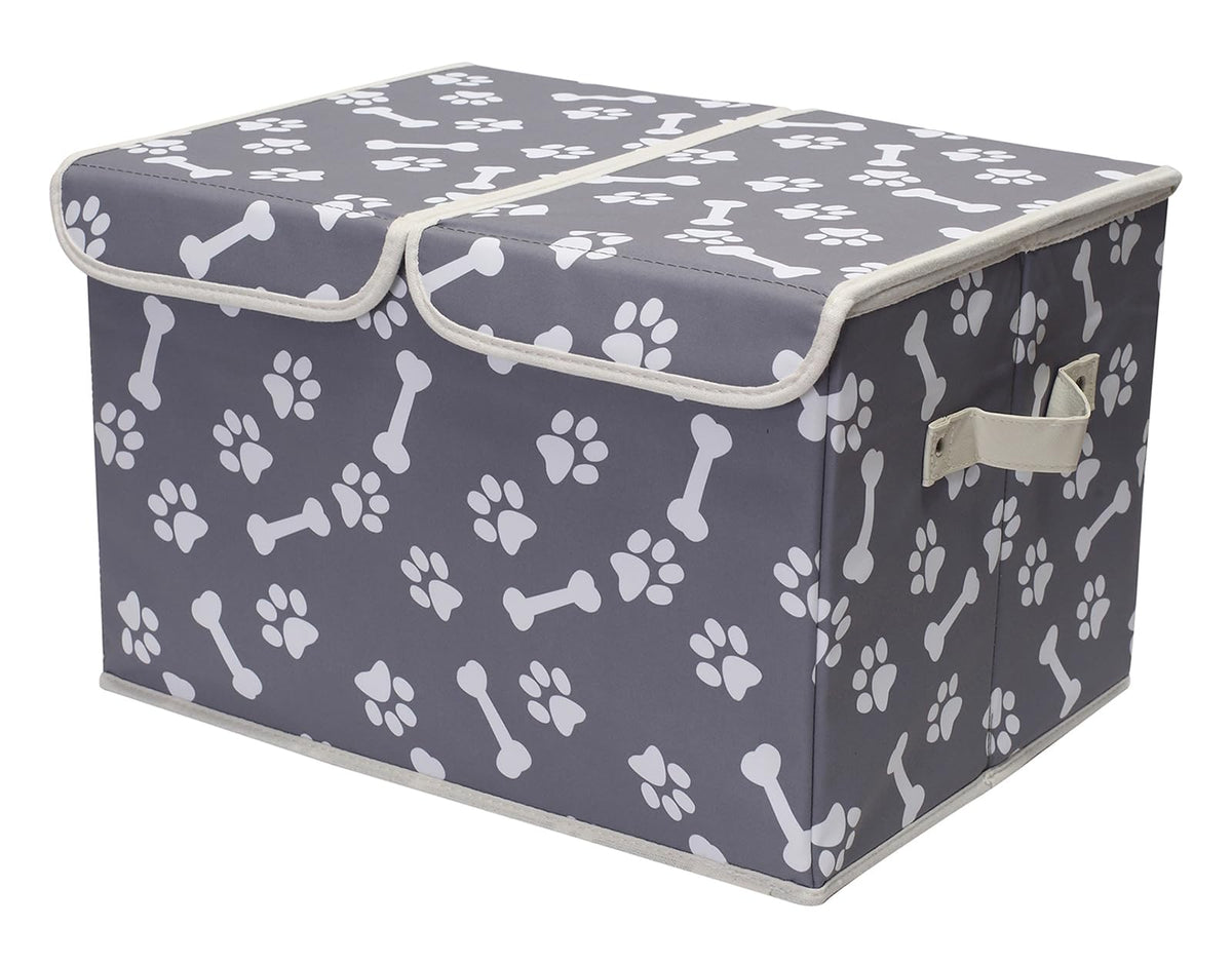 Geyecete Large Storage Boxes  Large Linen Fabric Foldable Storage Cubes Bin Box Containers with Lid and Handles for Dog Apparel