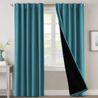 H.VERSAILTEX 100% Blackout Curtains for Bedroom with Black Liner Full Room Darkening Curtains Thermal Back Tab/Rod Pocket Window