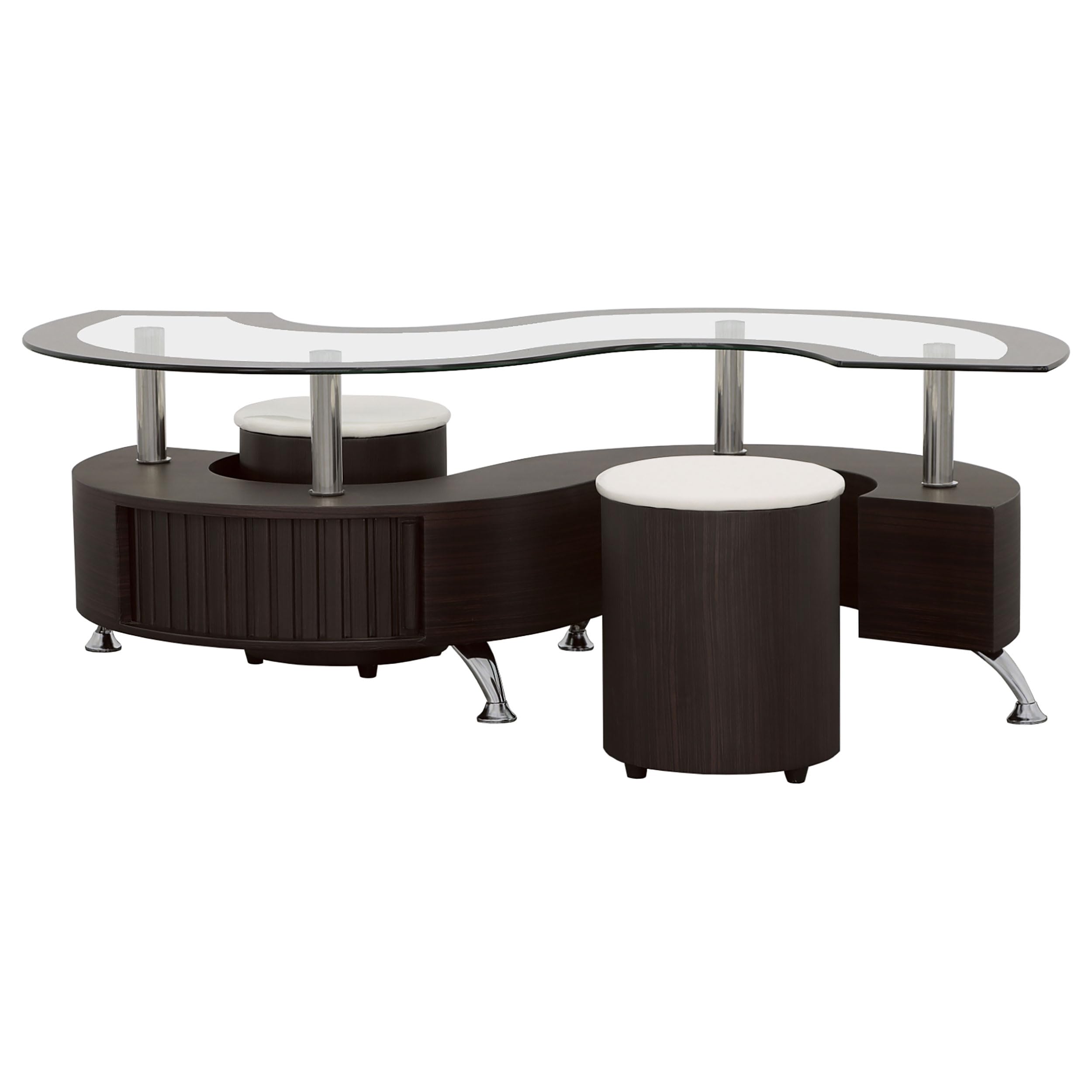 Coaster Home Furnishings Delange Coffee Table and Upholstered Stools Cappuccino