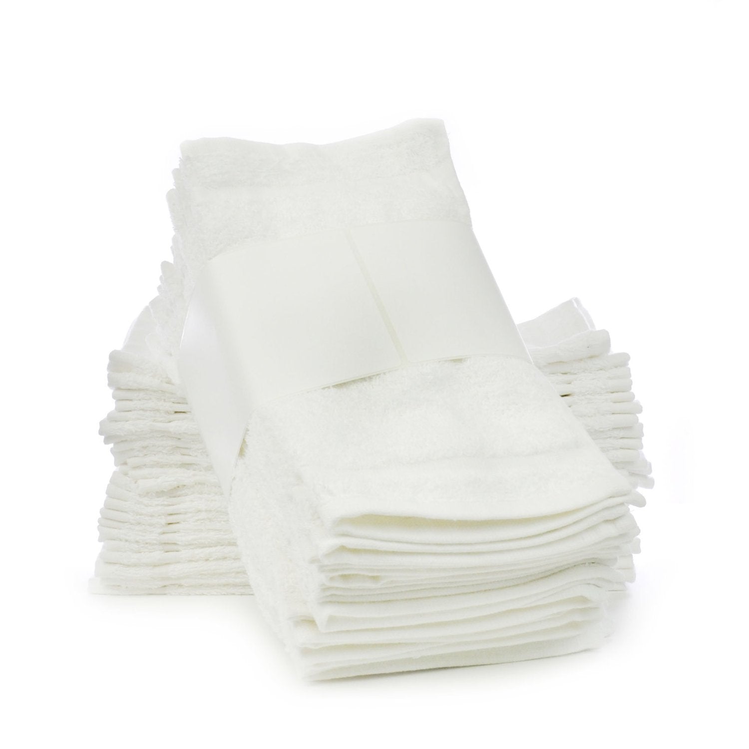 BC BARE COTTON Eco Cotton Washcloths - Cam Border - White - Set of 60