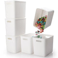 Honeydak 6 Pcs White Plastic Storage Bins with Lids 11.81 x 8.07 x 9.84 Plastic Storage Baskets Boxes Stackable Containers wi