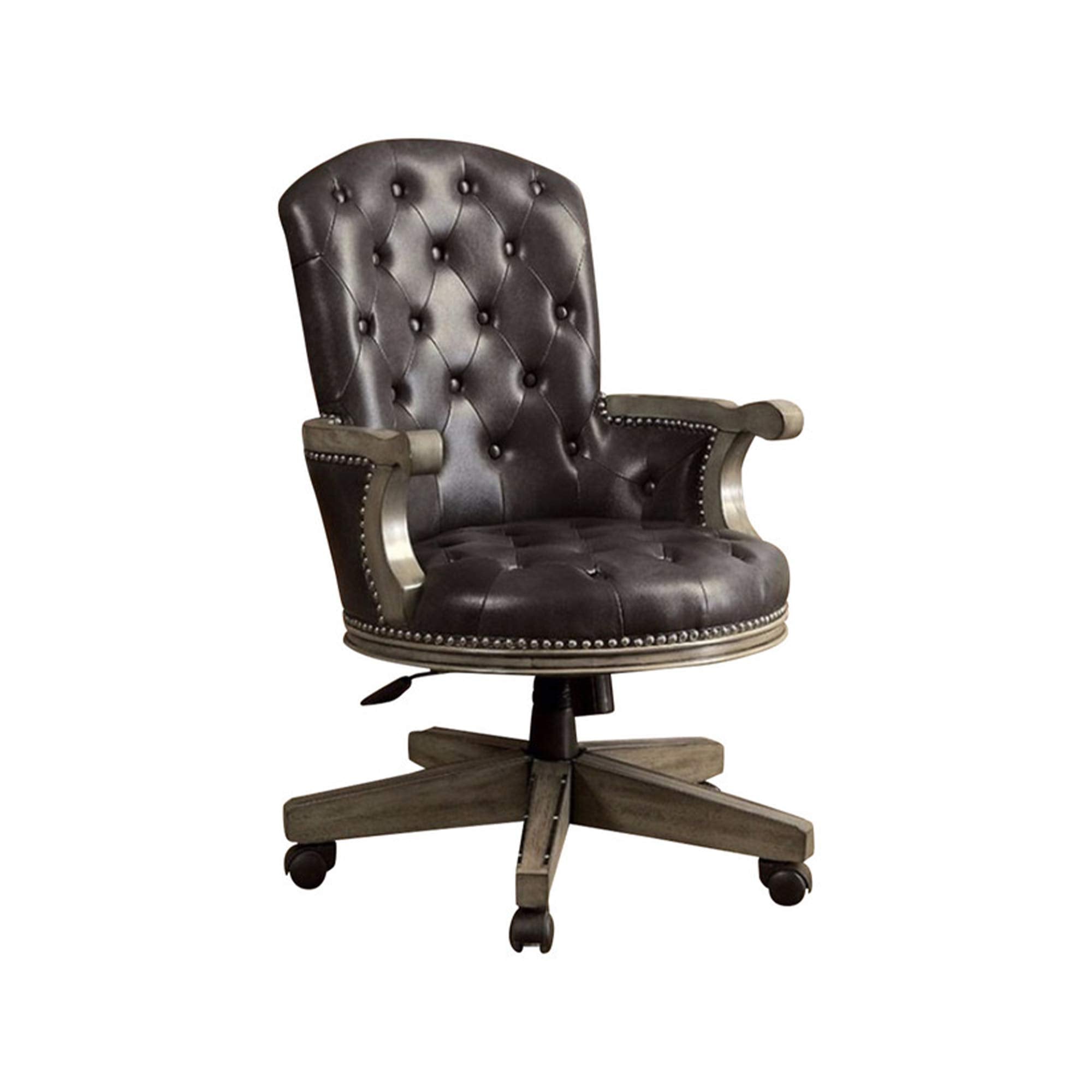 Benzara Yelena Height Adjustable Arm Chair, Na, Gray & Black