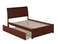 AFI Portland Full Size Platform Bed with Footboard & Full Trundle in Walnut