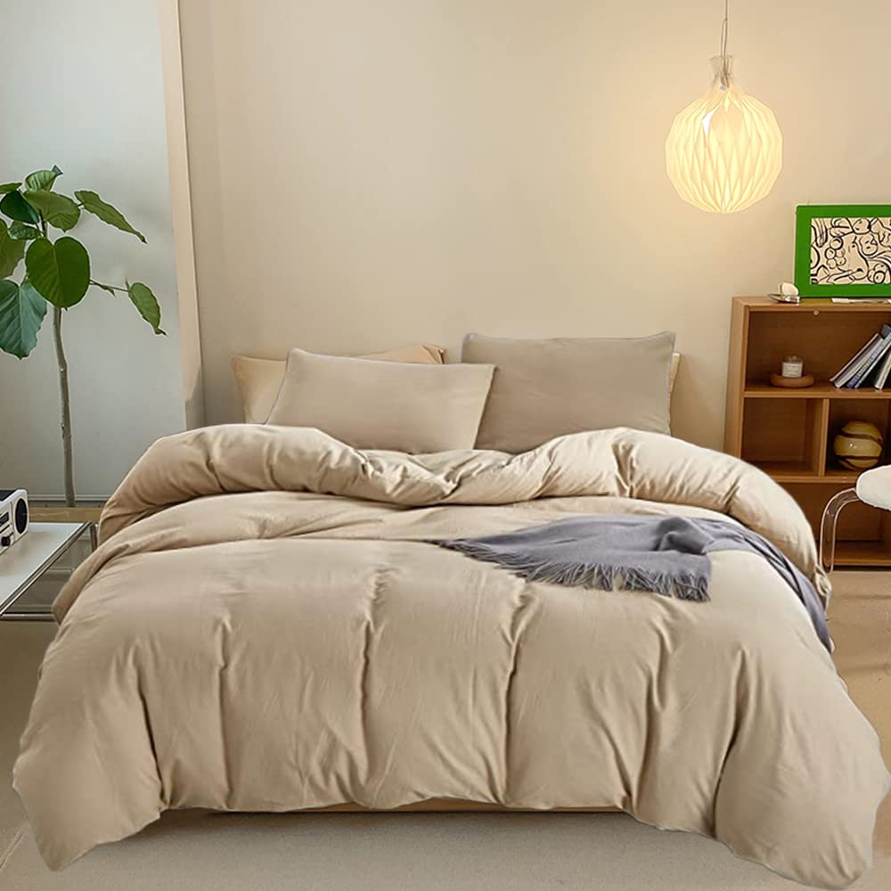 CLOTHKNOW Champagne Comforter Set Full 3Pcs Beige Bedding Comforter Sets Khaki Comforter Full Size Light Brown Comforter Tan Ful