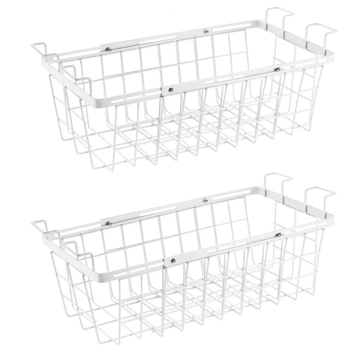 Wetheny 2 Pack Expandable Freezer Organizer Bins, Adjustable Wire Baskets for Chest Freezer, Deep Freezer Storage Bins with Hang