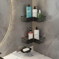 SIGNAMIO Set of 3 Bathroom Organiser Without Drill, Heavy Duty Bathroom Organizer Corner Rack, Rust Resistant Metal Bathroom She