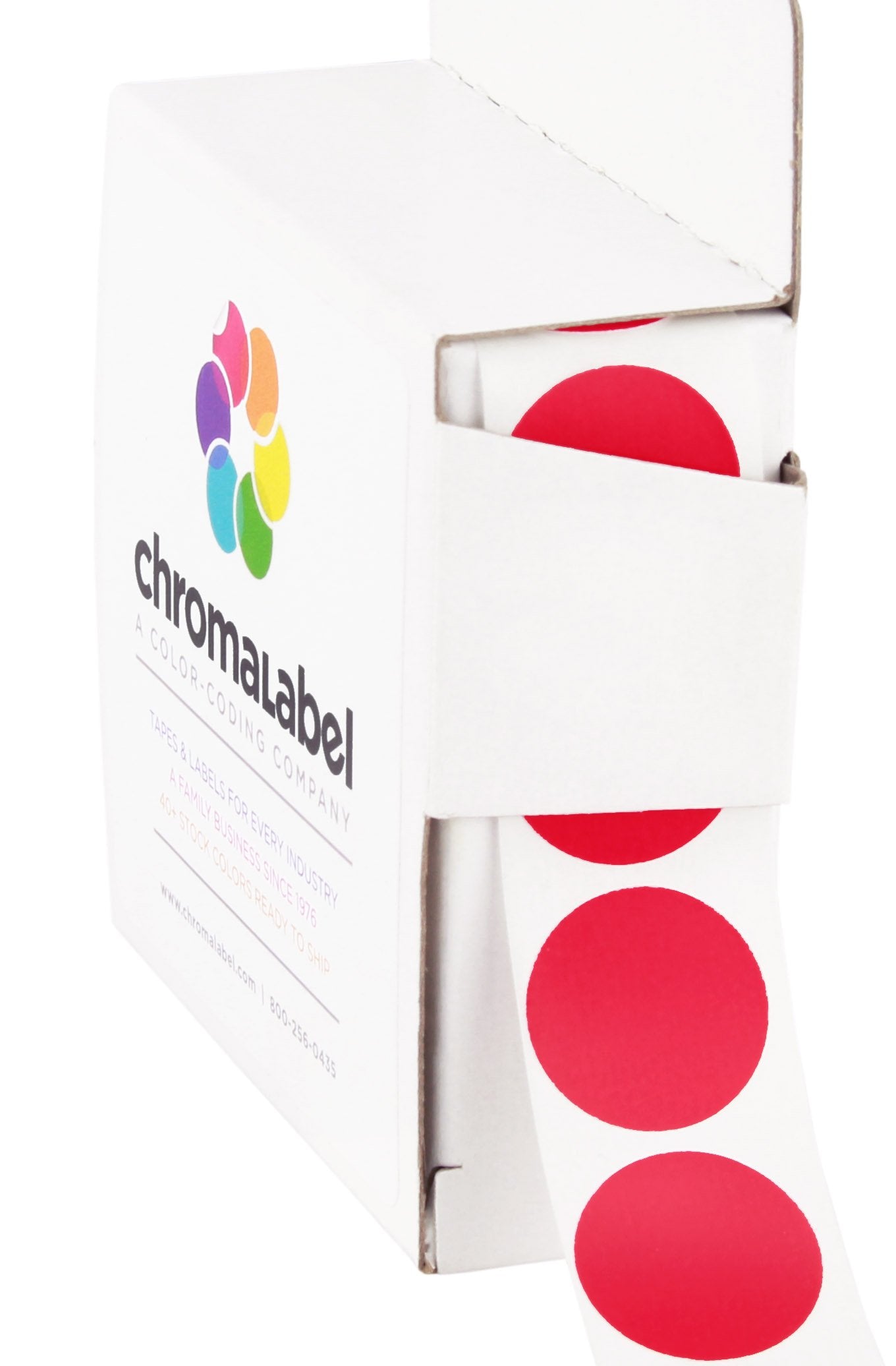 Chromalabel Stickers, 1000 Red 3/4-Inch Round Labels With Dispenser Box, Permanent Adhesive Dot Stickers, Ideal For Office & Hom