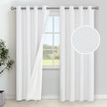 YoungsTex White Linen Blackout Curtains 84 Inches Length 2 Panels, Grommet Full Room Darkening Long Linen Window Drapes for Bedr