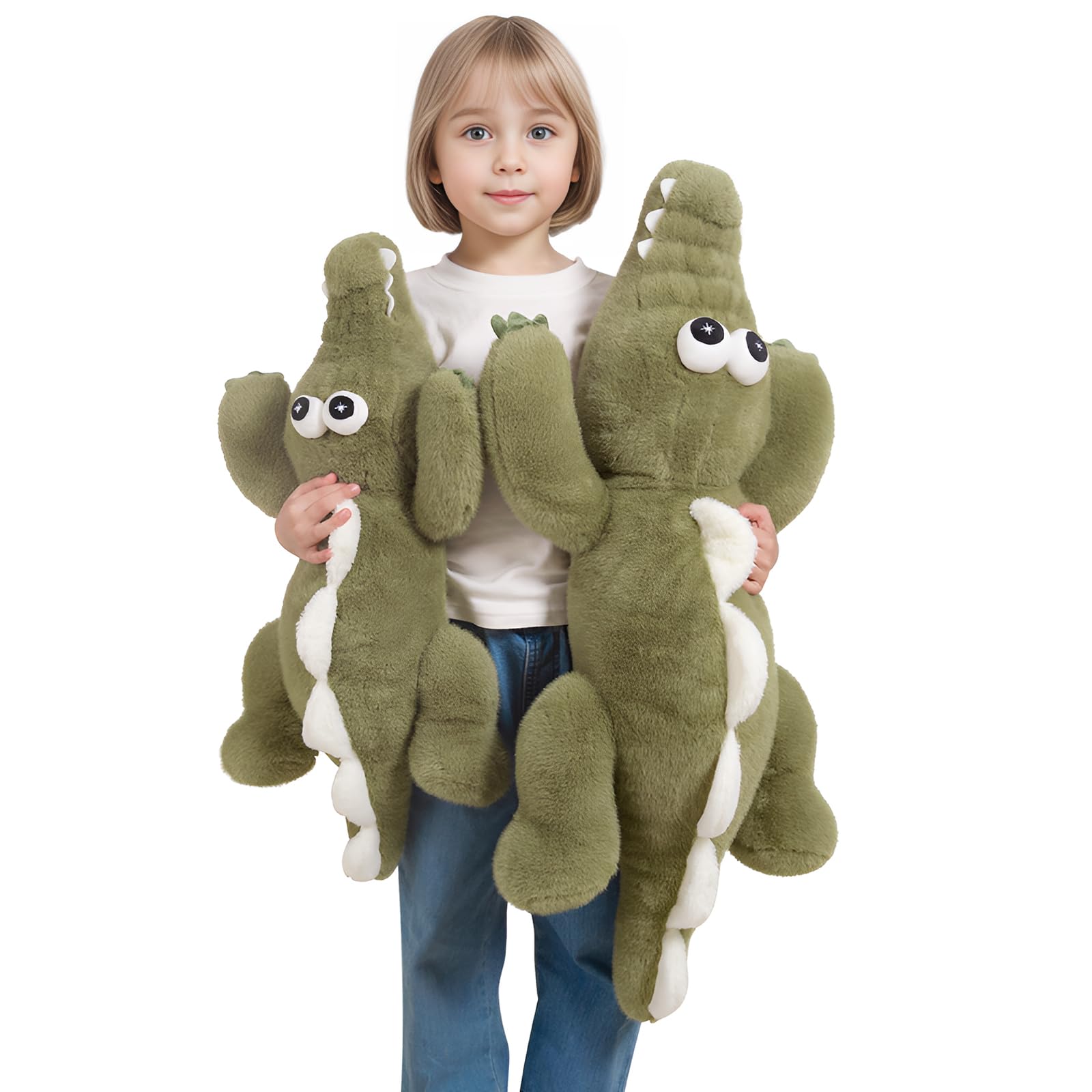 Dalmao 32 Inch Green Alligator Stuffed Animal, Giant Crocodile Body Pillow Plush Toys, Home Decor Birthday Gifts For Boys Girls