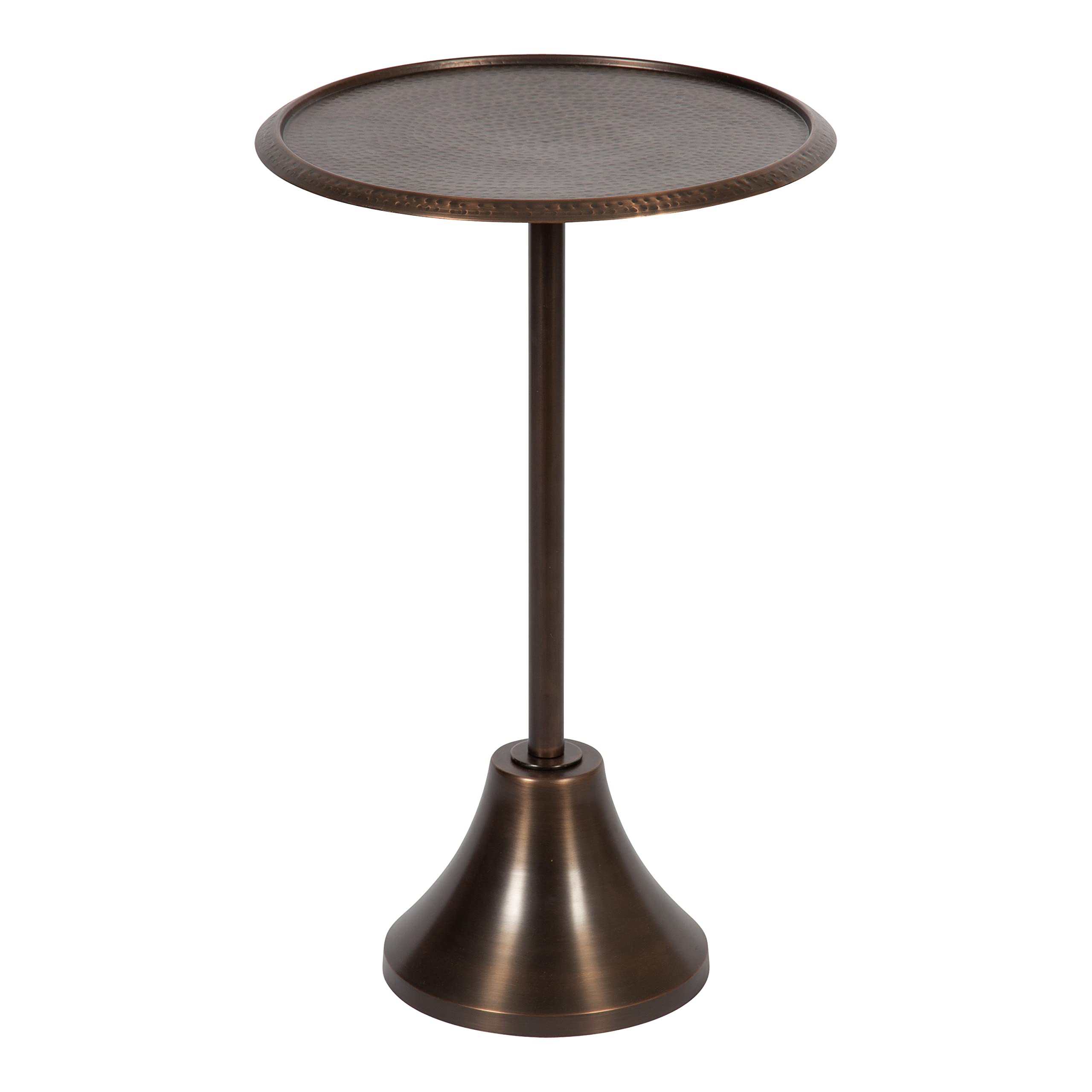 Kate and Laurel Sanzo Decorative Modern Pedestal Side Table for Use as Indoor Plant Stand or Bedroom Nightstand, 15x15x24, Bronz