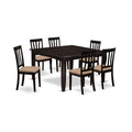 East West Furniture PFAN7-CAP-C 7 Piece Dining Room Table Set Consist of a Square Wooden Table with Butterfly Leaf and 6 Linen Fabric Kitchen Dining Chairs, 54x54 Inch, Cappuccino