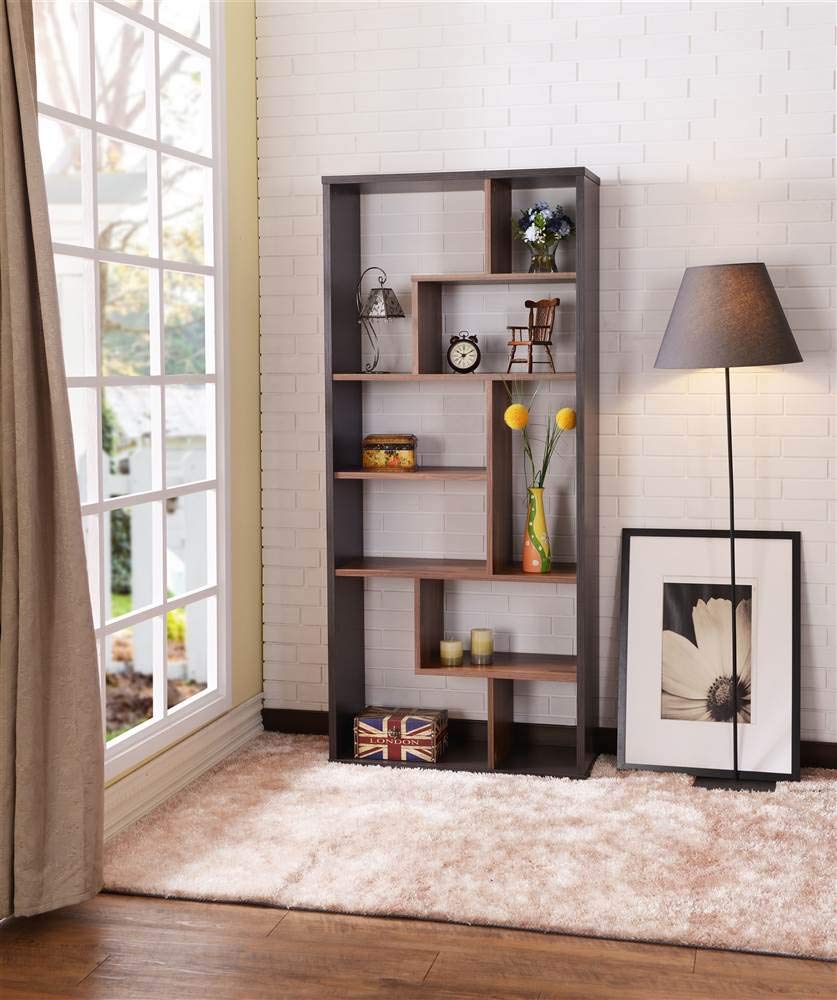 ACME Furniture Acme Chas Cube Bookcase in Espresso & Walnut