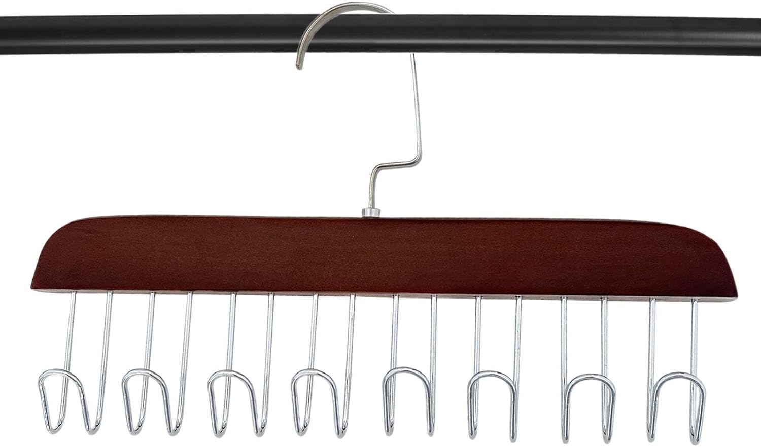 Avmphd Tie Hanger Rack, Belt Hanger For Closet, Bra Storage Organizer For Closet With 8 Hooks, Space Saver Hanger, Steel Wooden 