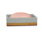 nu steel Concrete Bathroom Soap Bar Dish Holder in Real Cement and Wood for Bathrooms & Vanity Spaces