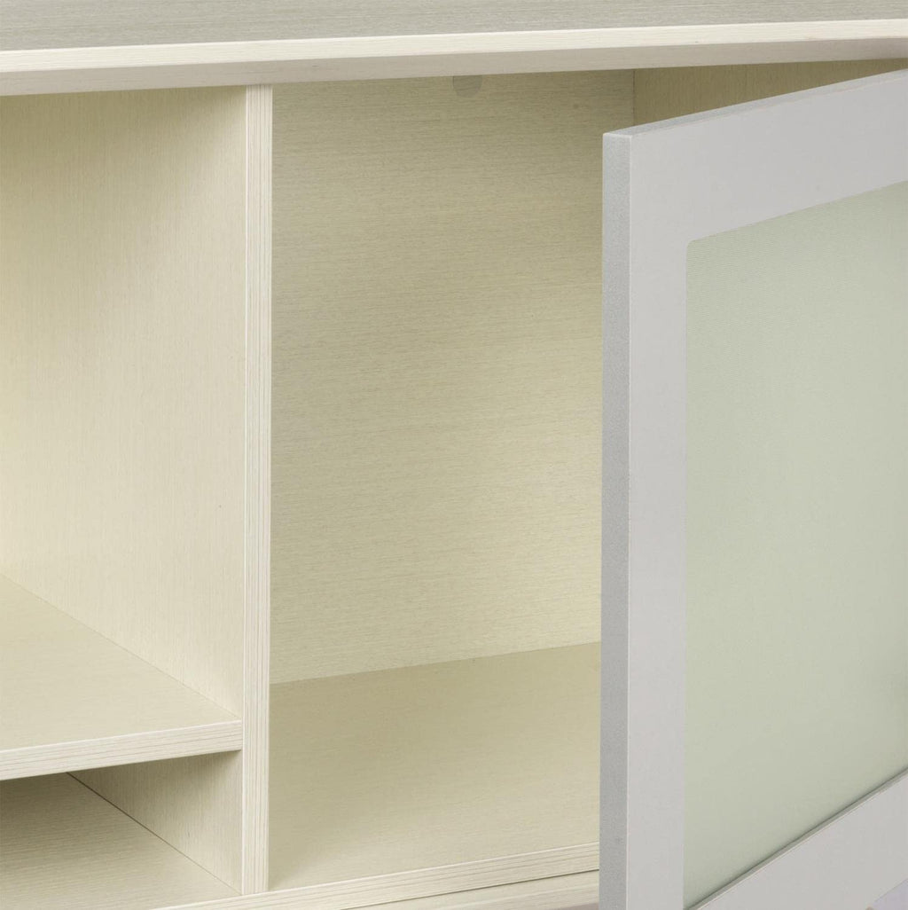 Safco Mayline Mnh63Tss Medina Hutch Cabinet With Glass Doors, 63"W, Textured Sea Salt Laminate
