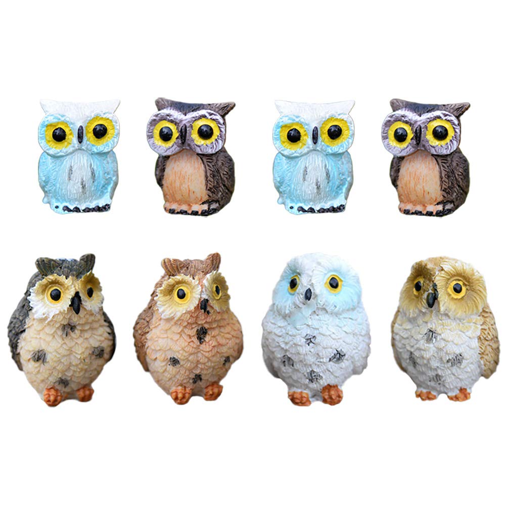 Maomia Miniature Owl Decorative Figurines 8 Pcs Mini Owl Garden Fairy Garden Figurines Moss Landscape Bonsai Crafts Home Decor O